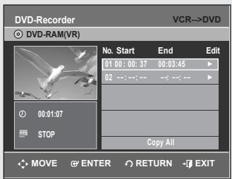 SAMSUNG DVD-VR355 - To Copy from VCR to DVD - 2