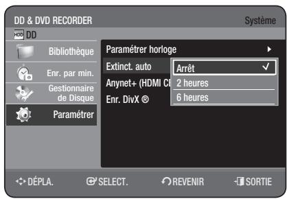 SAMSUNG DVD-HR775 - Réglage de la mise hors tension automatique - 1