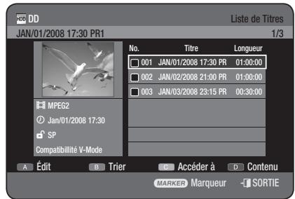 SAMSUNG DVD-HR775 - Utilisation du bouton TITLE LIST - 1