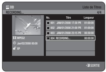 SAMSUNG DVD-HR775 - Utilisation du bouton TITLE LIST - 1