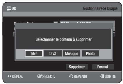 SAMSUNG DVD-HR775 - Suppression de tous les titres/des fichiers de DivX/des fichiers de musique/des fichiers de photos - 3