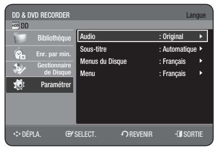 SAMSUNG DVD-HR775 - CONFIGURATION DES OPTIONS DE LANGUAGE - 1