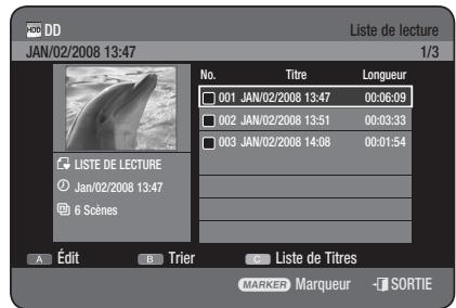 SAMSUNG DVD-HR775 - Utilisation du bouton PLAY LIST - 1