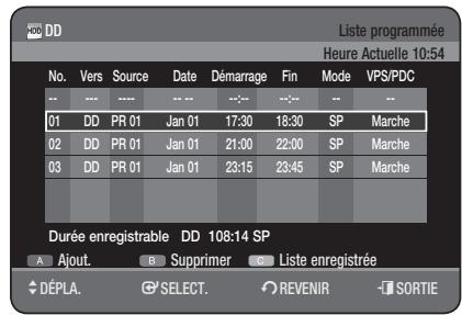 SAMSUNG DVD-HR775 - Modification de la liste d'enregistrements programmés - 1