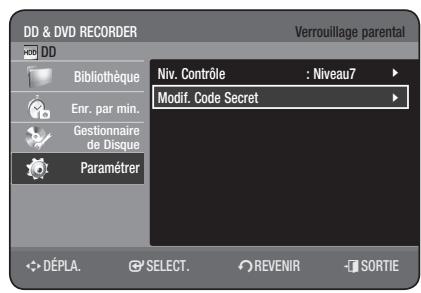 SAMSUNG DVD-HR775 - A propos du changement du code secret - 1