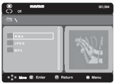SAMSUNG DVD-P180 - Clips Menu for MP3/WMA/JPEG/CD Audio - 1