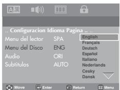 SAMSUNG DVD-P180 - Utilización del idioma del menu del disco - 1