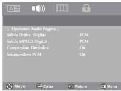 SAMSUNG DVD-P180 - Configuración de las options de audio - 1
