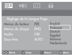 SAMSUNG DVD-P180 - Utilisation de la langue du Menu Lecteur - 1