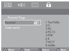 SAMSUNG DVD-P180 - Configuration du niveau d'évaluation - 4
