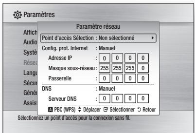SAMSUNG BD-C6500 - Configuration de la connexion au réseau sans fil - Manuel - 1
