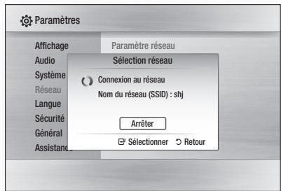 SAMSUNG BD-C6500 - Configuration de la connexion au réseau sans fil - recherche automatique du réseau - 1