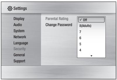 SAMSUNG BD-C6500 - Parental Rating - 1