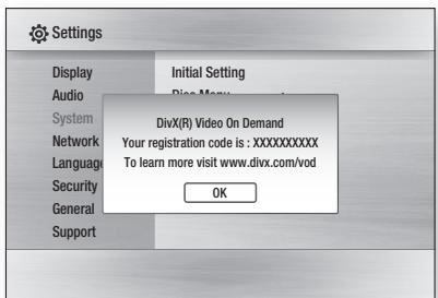 SAMSUNG BD-C6500 - DivX(R) Registration - 1
