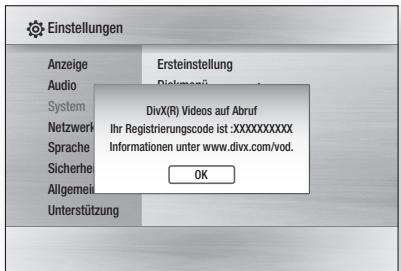 SAMSUNG BD-C6500 - DivX(R)-Registrierung - 1