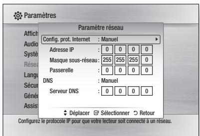 SAMSUNG BD-C6500 - Paramétrage d'une connexion filaire - Manuel - 1