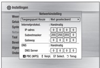 SAMSUNG BD-C6500 - De draadloze netwerkverbinding instellen - Handmatig - 1
