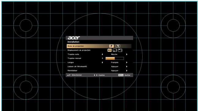 ACER H6502BD - Menu d'installation - 1