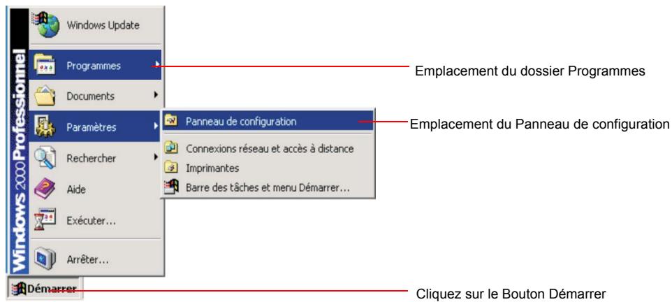 SAMSUNG NX15TPHGW2 - Emplacements du dossier Programmes et du Panneau de configuration - 1