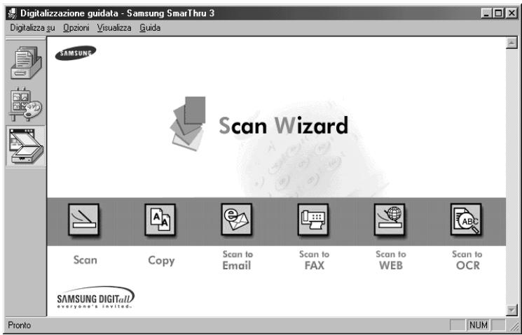 Digitalizzazione guidata - Samsung SmarThru 3 Digitalizza su Opzioni Visualizza Guida SAMSUNG Scan Wizard Scan Copy Scan to Email Scan to FAX Scan to WEB Scan to OCR Pronto NUM