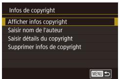 CANON POWERSHOT G5 X - Réglage des informations de copyright à enregistrer sur les images - 1