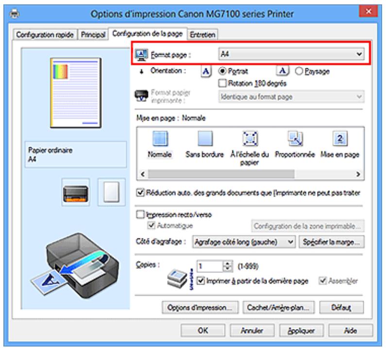 CANON MG 7150 - Définition d'un Format page et d'une Orientation - 1