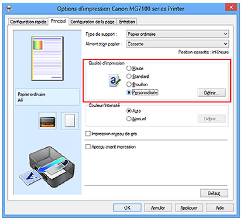 CANON MG 7150 - Définition du niveau de Qualité d'impression (Personnalisée) - 1