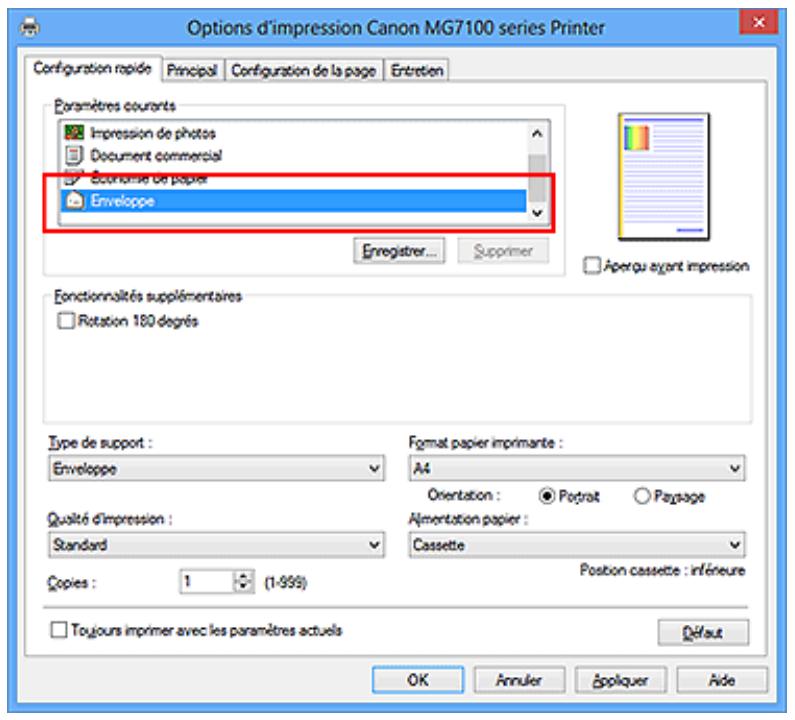 CANON MG 7150 - Configuration de l'impression des enveloppes - 1