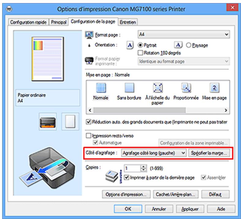 CANON MG 7150 - Définition de la marge d'agrafage - 2