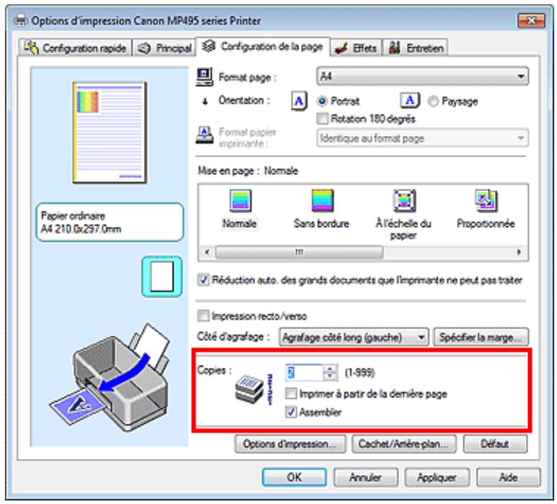 CANON PIXMA MX495 - Définition du nombre de copies et de l'ordre d'impression - 1