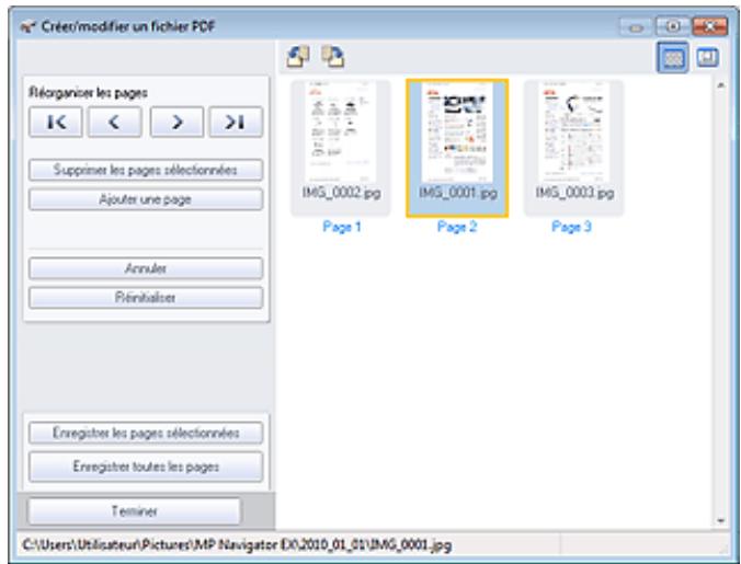 CANON PIXMA MX495 - Fenêtre Créer/modifier un fichier PDF - 1