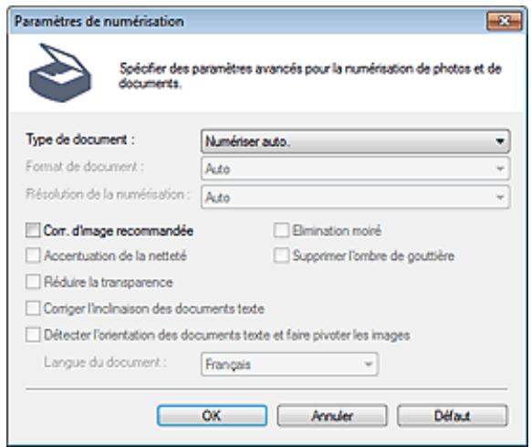 CANON PIXMA MX495 - Boîte de dialogue Paramètres de numérisation (Paramètres de boutons de scanner) - 1