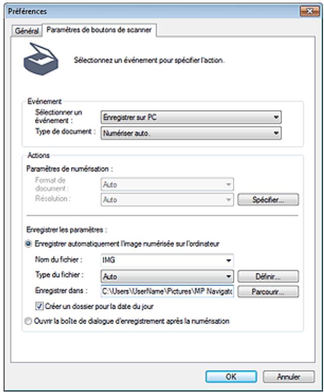 CANON PIXMA MX495 - Boîte de dialogue Préférences - 1