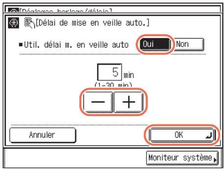 CANON IMAGERUNNER 2535 - Appuyez sur (mode utilisateur)  [réglages horloge/délais]. - 2