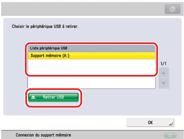 CANON IMAGERUNNER ADVANCE C5030I - Sélectionner le support mémoire àzheimer  appuyer sur [Retirer]. - 1