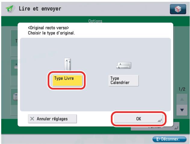 CANON IMAGERUNNER ADVANCE C5030I - Sélectionner le type d'original recto verso → appuyer sur [OK]. - 1