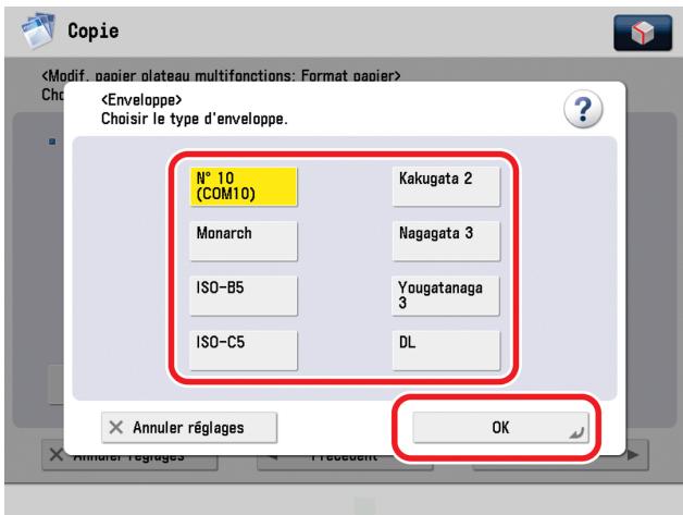 CANON IMAGERUNNER ADVANCE C5030I - Sélectionner le type d'enveloppe  appuyer sur [OK]. - 1