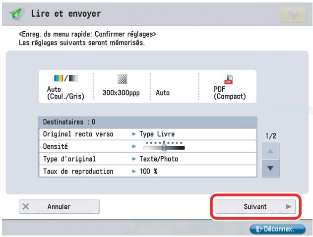 CANON IMAGERUNNER ADVANCE C5030I - Vérifier les réglages → appuyer sur [Suant]. - 1