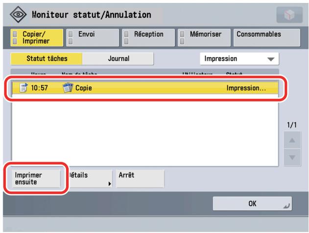 CANON IMAGERUNNER ADVANCE C5030I - Appuyer sur [Statut tâches] → désir dans la liste déroulante le type de tâche pour lequel le journal est à vérifier. - 2
