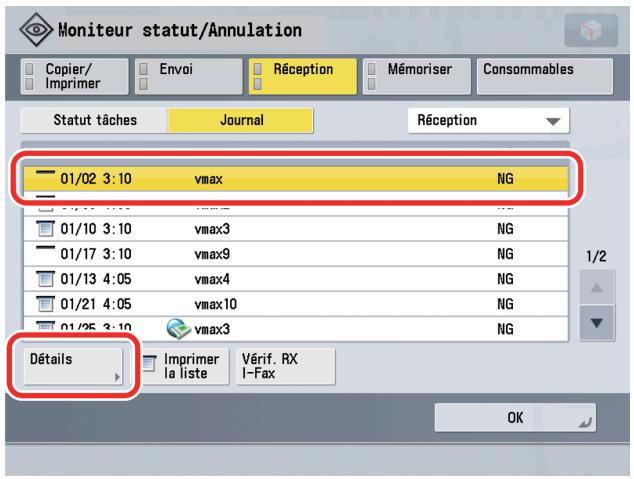 CANON IMAGERUNNER ADVANCE C5030I - Appuyer sur [Journal] → désir dans la liste déroulante le type de tâche pour lequel le journal est à vérifier. - 2