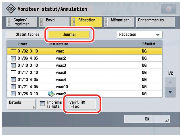 CANON IMAGERUNNER ADVANCE C5030I - Appuyer sur [Journal]  [Checking RX of I-Fax Jobs]. - 1