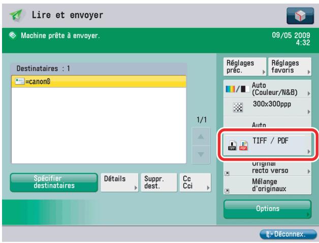 CANON IMAGERUNNER ADVANCE C5030I - Appuyer sur le bouton de format de fichier. - 1