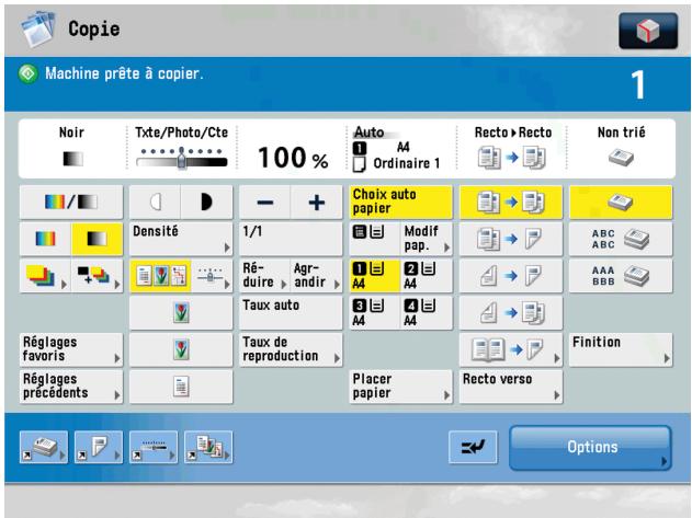 CANON IMAGERUNNER ADVANCE C5030I - Définition des raccourcis de l'écran des fonctions de base de la copie rapide - 1