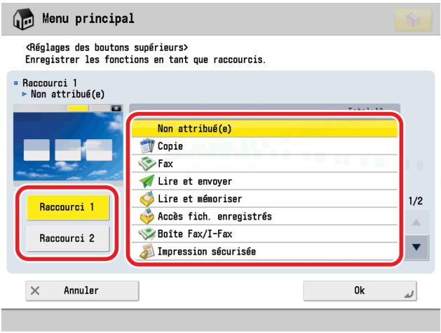CANON IMAGERUNNER ADVANCE C5030I - Réglages des boutons du haut de l'écran - 1