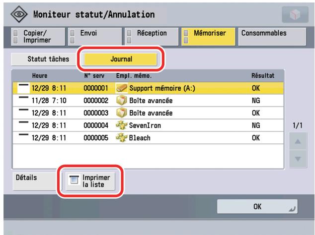 CANON IMAGERUNNER ADVANCE C5030I - Appuyer sur [Journal]  [Imprimer la liste]. - 1