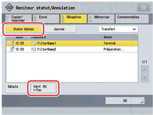 CANON IMAGERUNNER ADVANCE C5030I - Appuyer sur [Statut tâches] → [Checking RX of I-Fax Jobs]. - 1