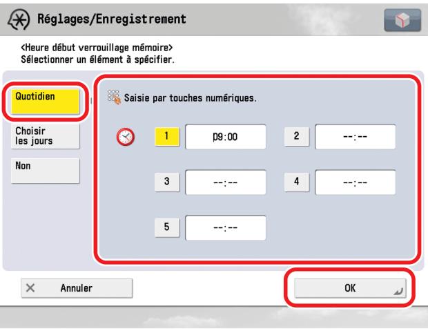 CANON IMAGERUNNER ADVANCE C5030I - Sélectionner [Quotidien], [Choisir les jours] ou [Non]. - 1