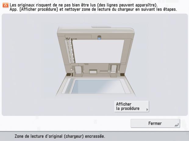 CANON IMAGERUNNER ADVANCE C5030I - Affichage du message de nettoyage de la zone de lecture de l'original - 1