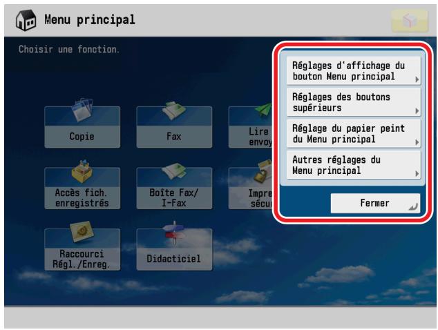CANON IMAGERUNNER ADVANCE C5030I - Réglage de l'écran Menu principal - 2