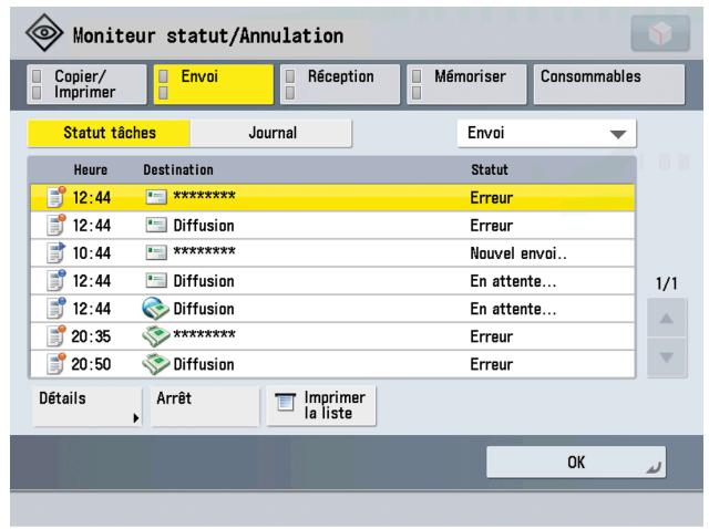 CANON IMAGERUNNER ADVANCE C5030I - Ecran par défaut (Suivi du statut/Annulation) - 2